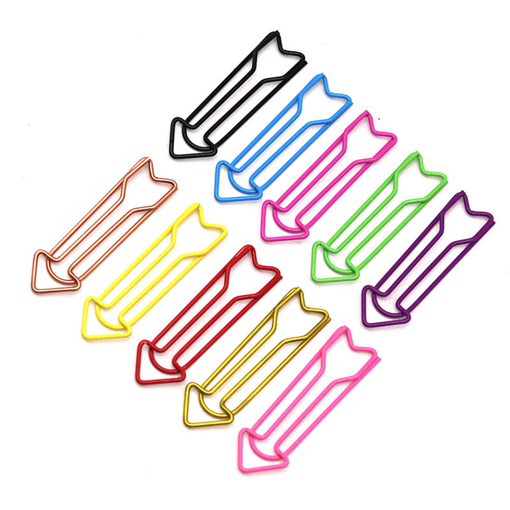 

20pcs mix colors Cute arrow Paper Clips Creative color Metal Paperclip Cartoon Bookmark Binder Office Stationery Binding clip