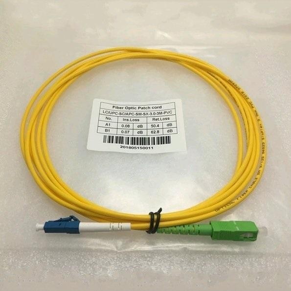 SCAPC - LCUPC Fiber Optic SC/APC - LC/UPC Patchcord 5meter simplex