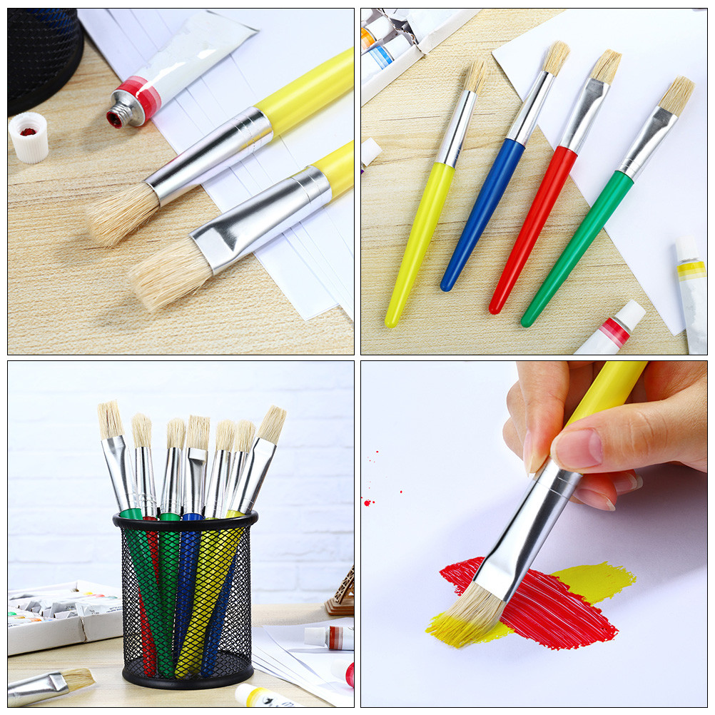 

16 Pcs Kids Paint Brush Set Durable Plastic Handle Metal Tube Art Drawing Tools Watercolor Beginner Painting Craft