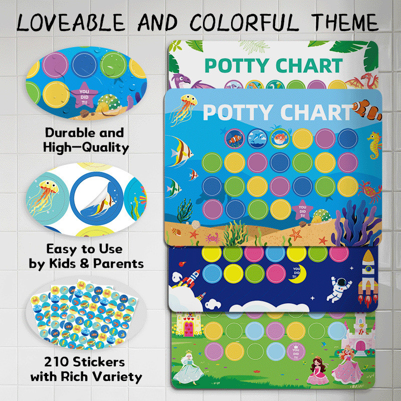 

Children Toilet Training Stickers Rewards Chart Boys and Girls Potty Educational Stickers Set