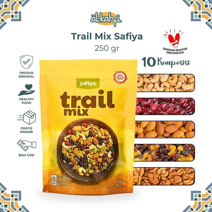 

Trail Mix Safiya 600 Gram | With Almond Mete Nut Seed Dried Fruit Makanan Ringan & Cemilan Enak - 250 Gr