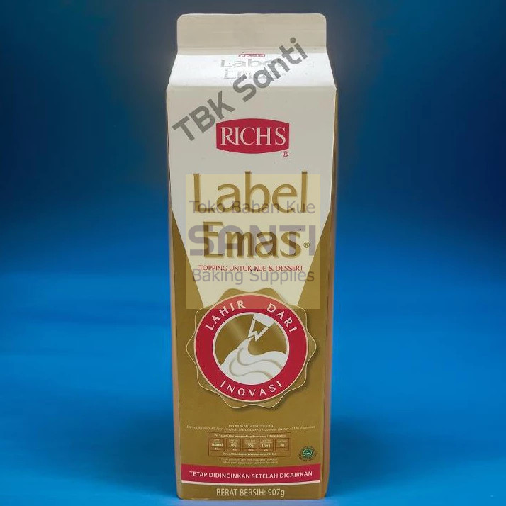 

Rich Gold Richs Gold Label Emas | Whipping Cream Cair Topping | 907 Gram (FROZEN FOOD)