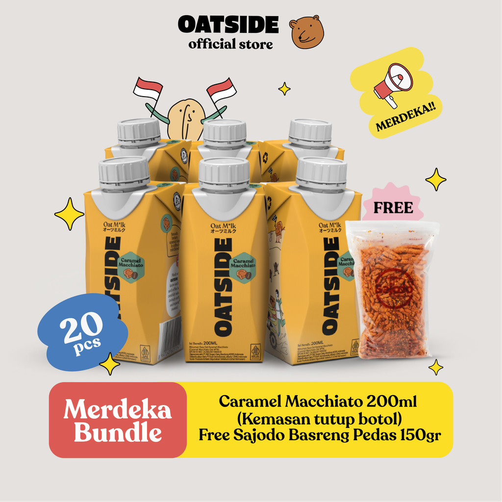 

[Merdeka Bundle] OATSIDE Caramel Macchiato 200ml (Kemasan Tutup Botol) 20 pcs - FREE Sajodo Basreng Pedas 150 gr
