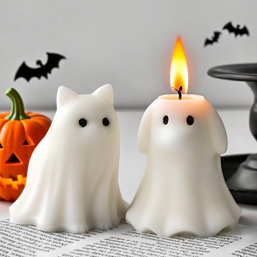 

Halloween Ghost Candle Silicone Mold DIY Cute Spooky Cat Dog Scented Candle Plaster Mould Craft Gift Wax Resin Home Party Decor