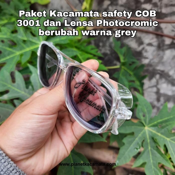 KACAMATA SAFETY LENSA PHOTOCROMIC BERUBAH WARNA NORMAL/MINUS/SILINDER - Bening, Photocromic