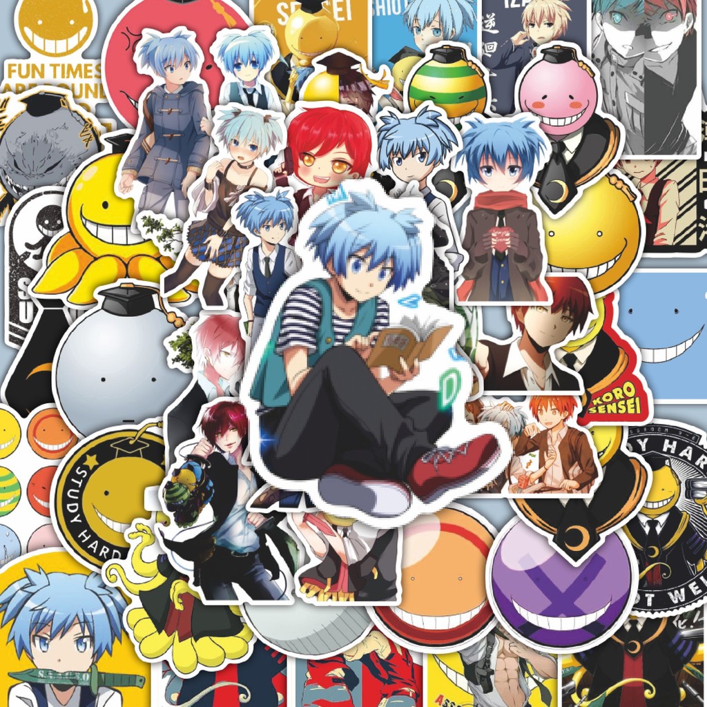 

100PCS Lucu Stiker Anime Series Assasination Classroom Karakter Mix Stiker Aesthetic Stiker Anti Air Stikers Berperekat Waterproof sticker decal buat Motor Helm Buku Journal Koper Casing HP Laptop Botol Minum Hadiah anak
