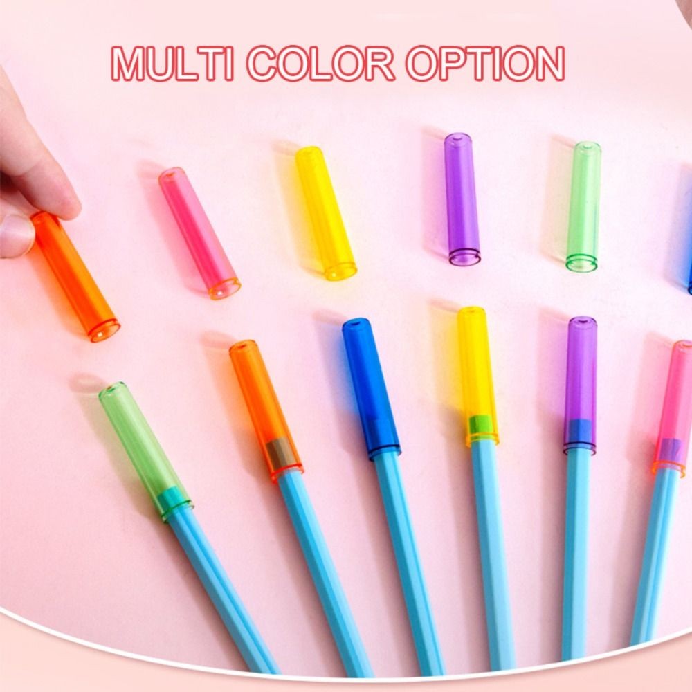

24/50PCS Cute Candy Color Pencil Cap Plastic Pencil Protector Neutral Pen Cover Pencil Extender Creative Students Gift
