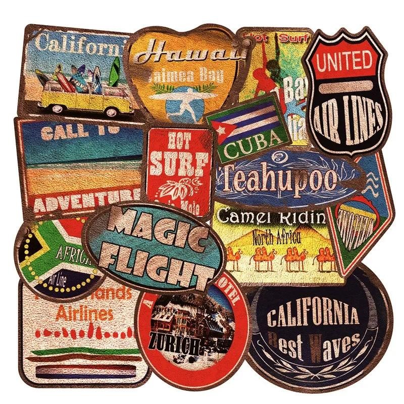 

36pcs Retro Stickers Vintage Beach Surf Stickers Waterproof PVC Skateboard Luggage Motorcycle Laptop Car Laptop Surfing Stickers