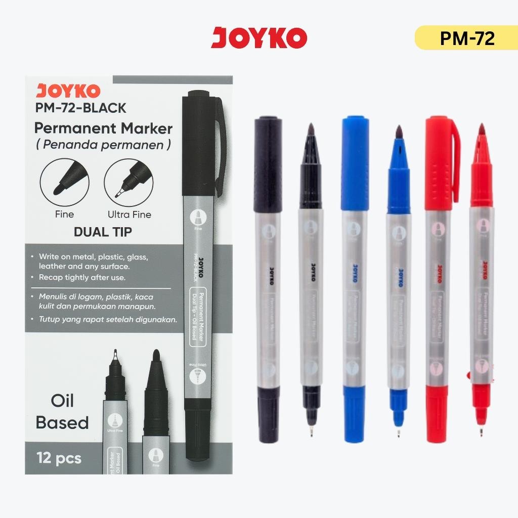 

JOYKO Spidol Permanen Marker 1 Pack PM-72 Isi 12 Pcs