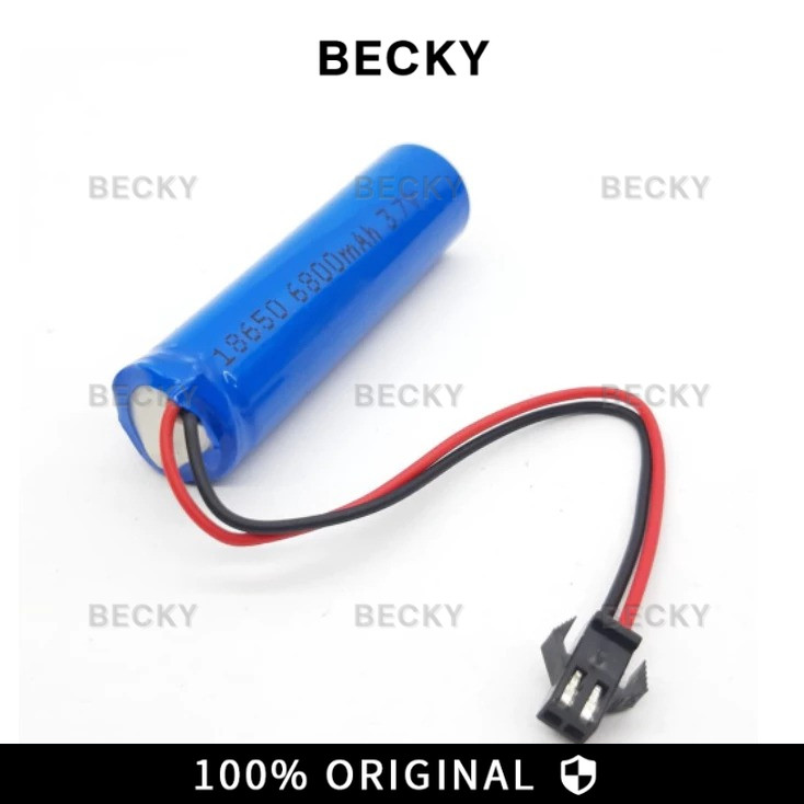 BECKY Baterai Lion RC Batre 18650 Soket Hitam 3.7V 3.7Volt Lion 6800mAh SM2p 2pin grosir / Baterai R