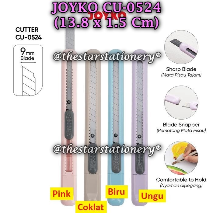 

(1 Biji) Cutter JOYKO CU-0524 / JOYKO Cutter Pemotong CU-0524 / Cutter Pemotong Joyko (1 Biji)