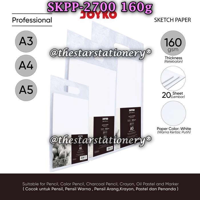 

(1 Pak) GABUNGAN Sketch Paper JOYKO SKPP-2700-A5 SKPP-2700-A4 SKPP-2700-A3 SKPP-2700 (1 Pak)
