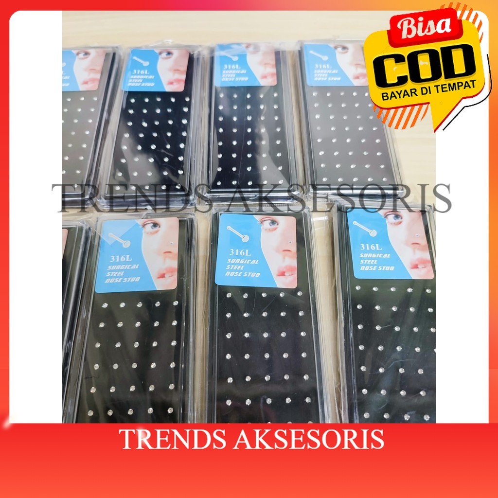 [TRENDS COD]. ANTING TINDIK HIDUNG (BOX MIKA 40 PCS) / ANTING TINDIK INDIA HIDUNG NOSE STUD SURGICAL