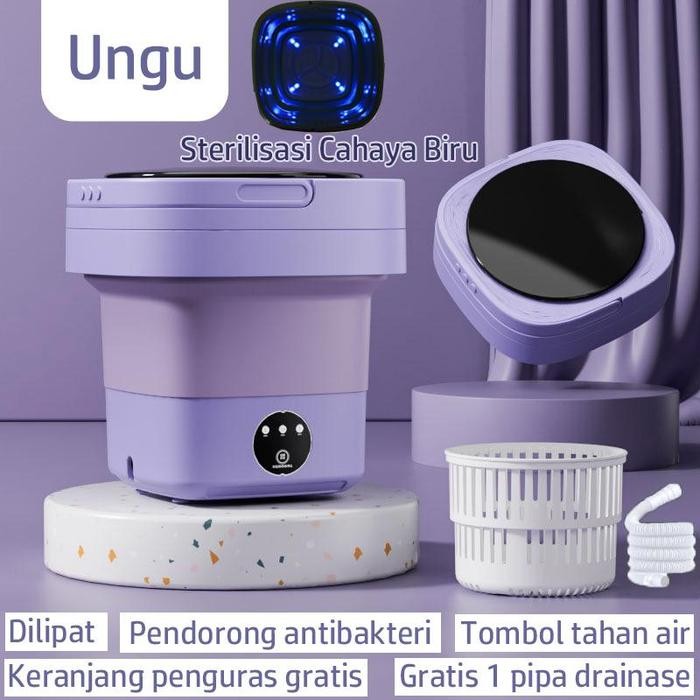 Mesin Cuci Mini Portable 8L Sterilisasi Cahaya Biru Mesin Pengering Pakaian Mesin Cuci Lipat Otomati