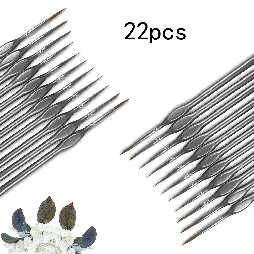 

22Pcs Gray Miniature Line Art Painting Pen Nylon Hair Multi Shape Pen Head Gouache Watercolor Oil Paint Artist Hand Painted