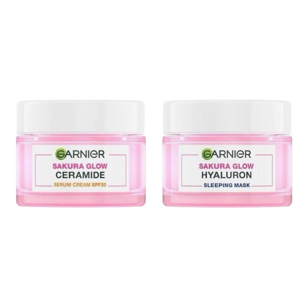 Garnier Sakura Glow Hyaluron Serum Cream 50ml – Krim Siang & Malam untuk Kulit Glowing & Lembab