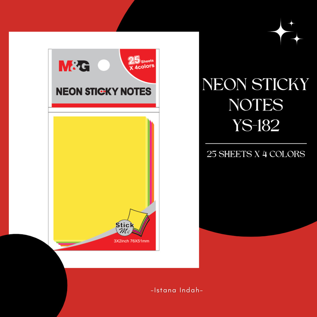 

M&G NEON STICKY NOTES 76X51MM 4 COLORS X 25 SHEETS YS-182
