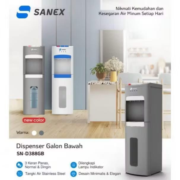 Sanex SN D388 GB Water Dispenser Air Galon Bawah Panas Dingin Normal 3 Kran SN D388 GB 388GB 388 Hot