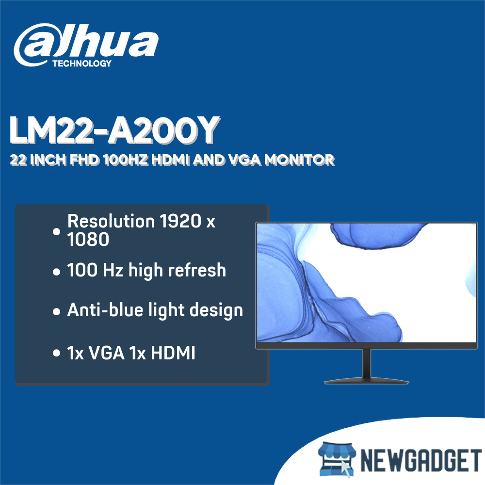 DAHUA LM22-A200Y MONITOR 22 INCH FHD 100HZ HDMI AND VGA