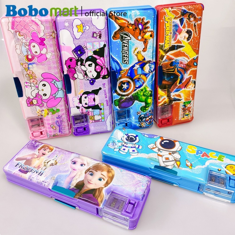 

BOBOMART Pencil Case Kotak Tempat Pensil Anak Motif Cewek Lucu KT-2220 (Kuromi, Frozen, Melody)