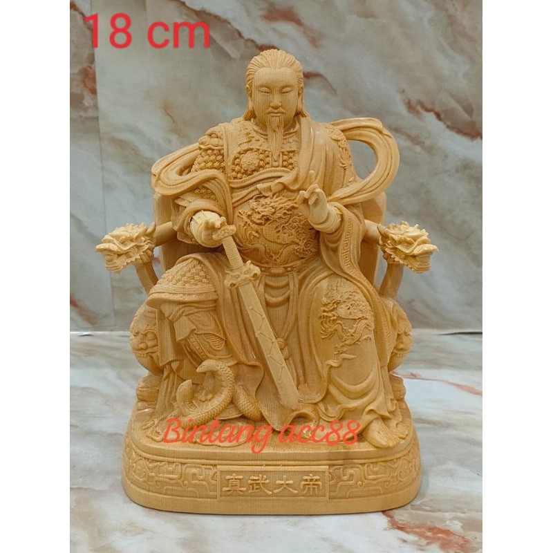 patung dewa hian tian shang ti / siong te kong - 18cm - kayu - g24