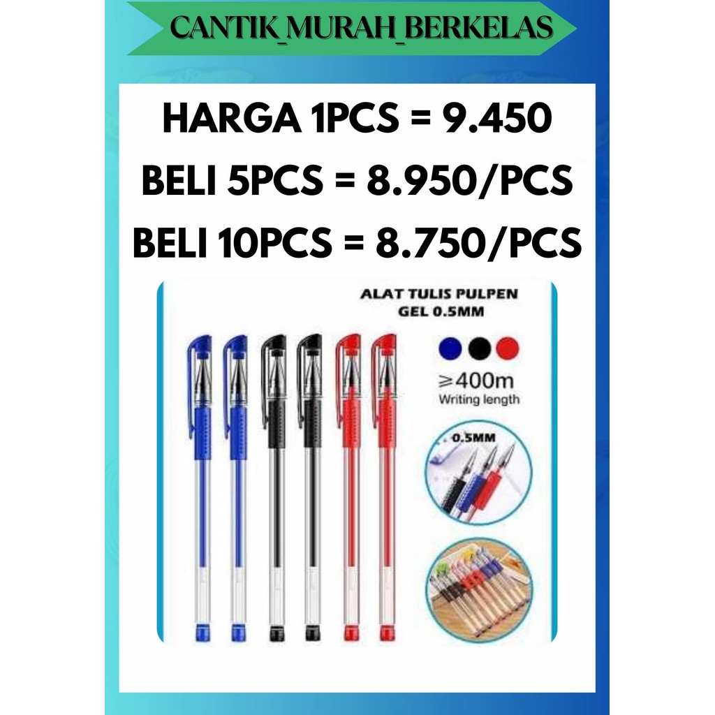 

CMB [1 SET 12PCS] PENA GEL PULPEN BOLPOIN PEN MIMI 0.5MM CAIR BIRU / HITAM / MERAH PER LUSIN