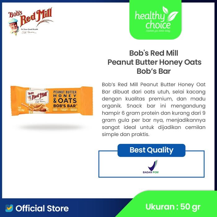 

BEST SELLER Bob's Red Mill Peanut Butter Oats Bob's Bar 50gr ( Snack bar, snack sehat ) - honey