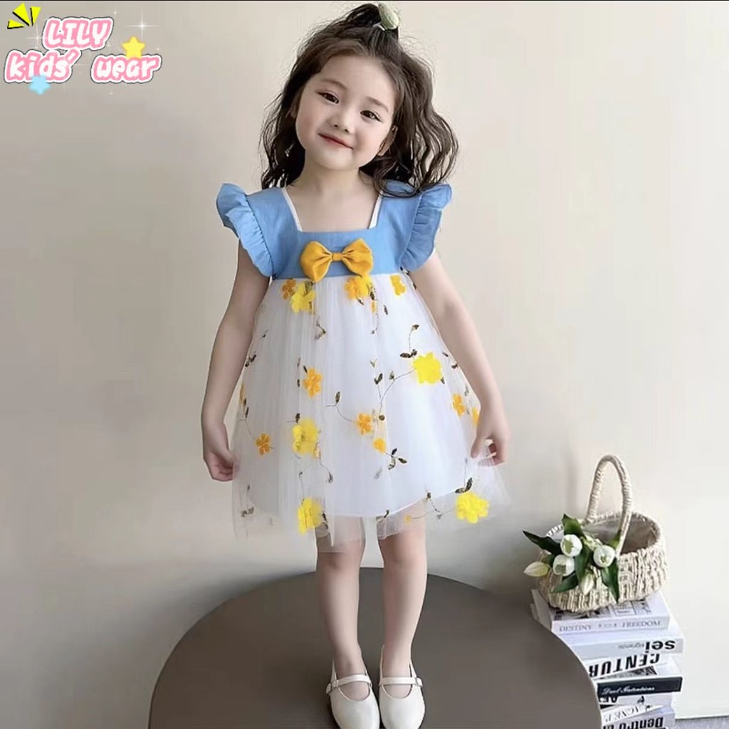 Lily Gaun manis untuk anak perempuan 1-4 tahun bayi perempuan musim panas baru anak-anak mesh putri 
