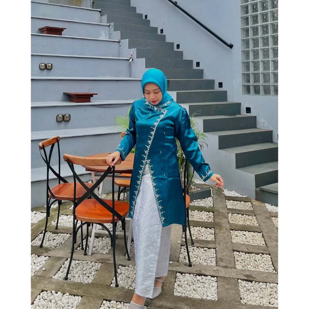 LIM_STORE Dhei Store Atasan Kebaya / Setelan Kebaya Kiki Payet Mutiara Modern Set Melayu / Kebaya Ja