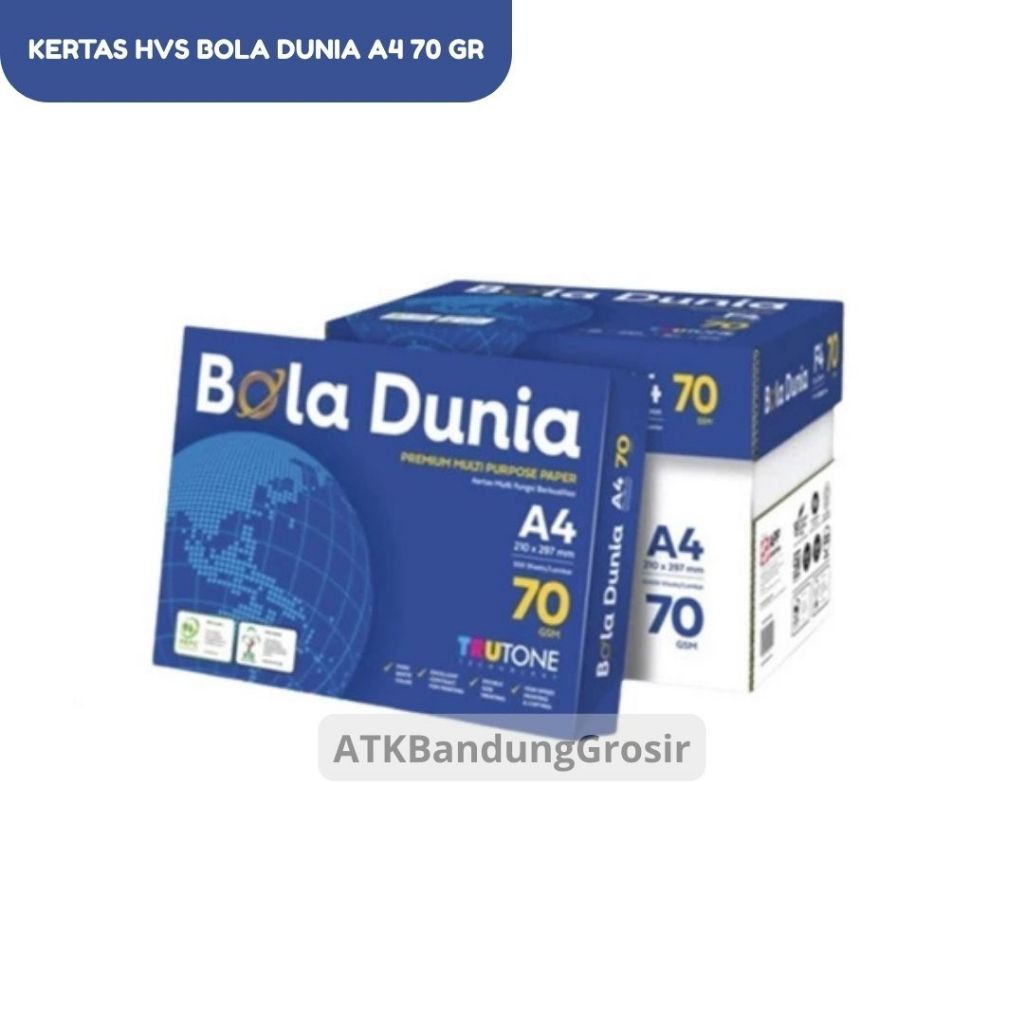 

Kertas HVS Bola Dunia Polos Multifungsi 500 Sheet A4 & F4 / Kertas Print Fotokopi 70 & 80 Gram 500 Lembar - 1 RIM- SHESB