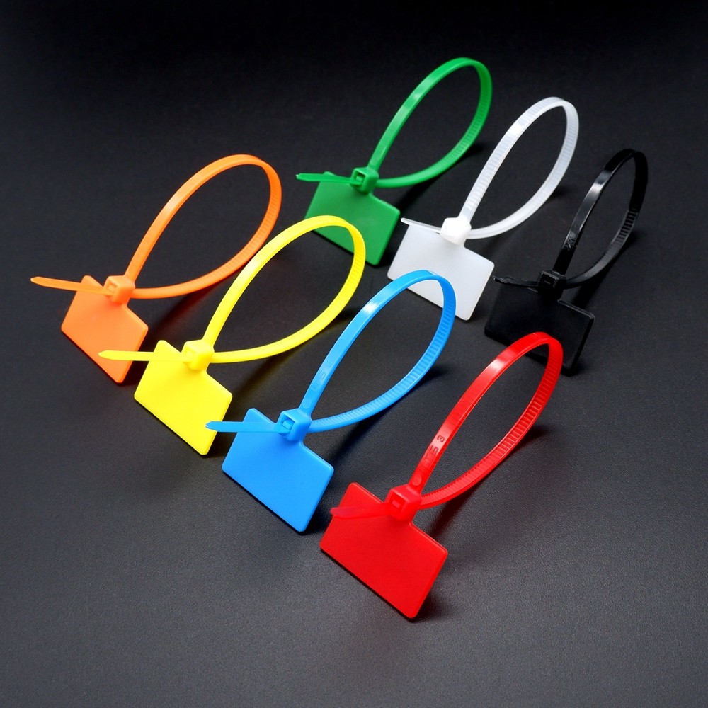 

100pcs Nylon Cable Ties Tag Labels Plastic Loop Self-locking Zip Tie Wraps Network Fixing Straps Markers Cable Tag