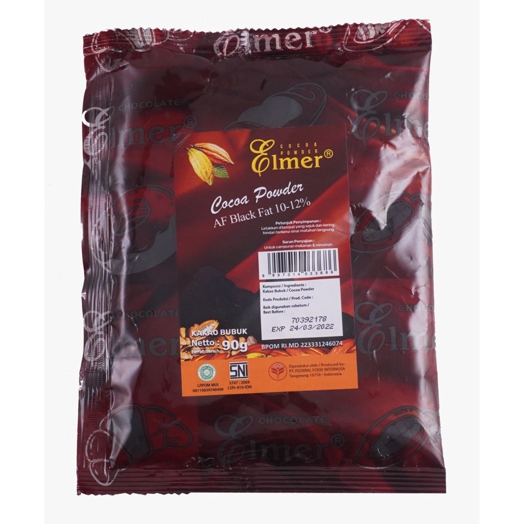 

Emama.store Elmer Af. Black 10-12% 90gr | Cokelat Bubuk Elmer ukuran 90 gr