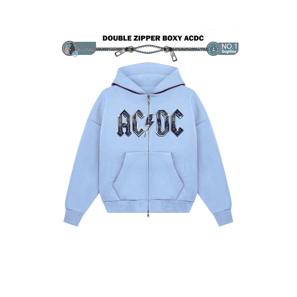 [𝗠𝗮𝗿𝗱𝗵𝗮𝘁𝗶𝗹𝗹𝗮𝗵] Zipper Boxy ACDC Oversize Cowo Cewe Bisa Pakai Lengan Balon - Hoodie Zipper Boxy ACDC