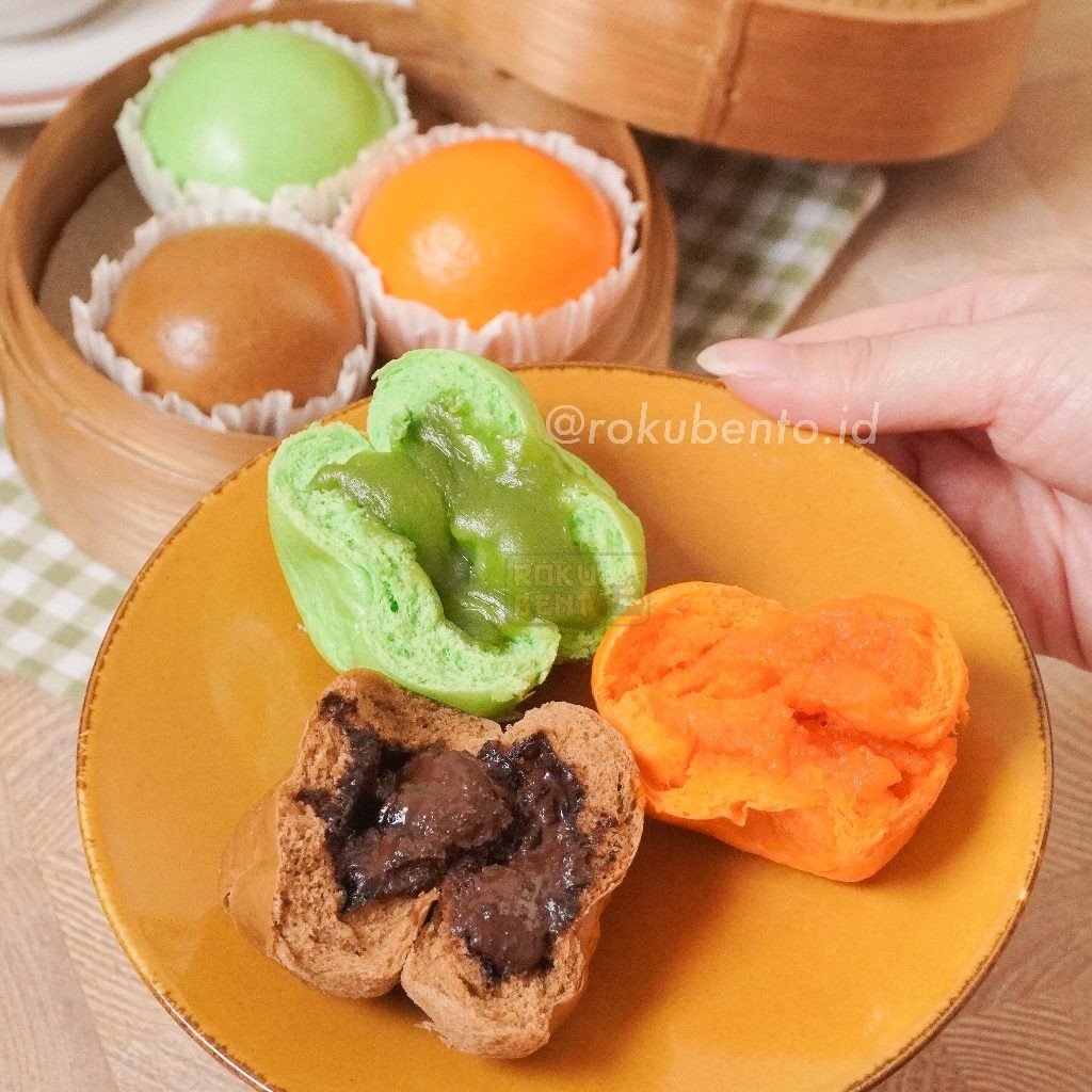 

Mix Pao Roku Bento - Roti Kukus 3 Rasa | Coklat Pandan Telur Asin ala Dimsum Halal