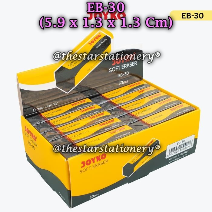 

(1 Pak isi 30 Biji) Penghapus JOYKO EB-30 Hitam / Eraser Penghapus Joyko EB-30 (1 Pak/30)
