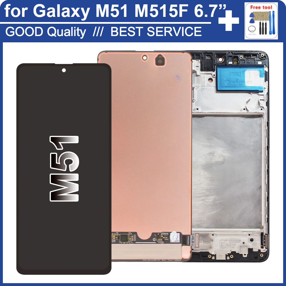 AMOLED LCD for Samsung Galaxy M51 M515F LCD Display Tou Screen Digitizer Replacement for Samsung M51