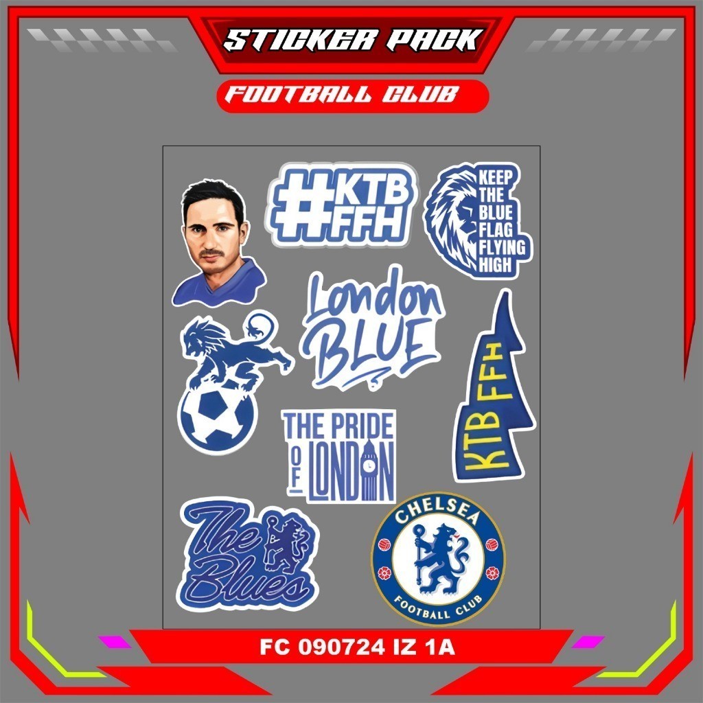 

Stiker Sticker Setiker Setikker Pack UV DTF Motif Football Club Love Bola pecinta Hitam Biru P63