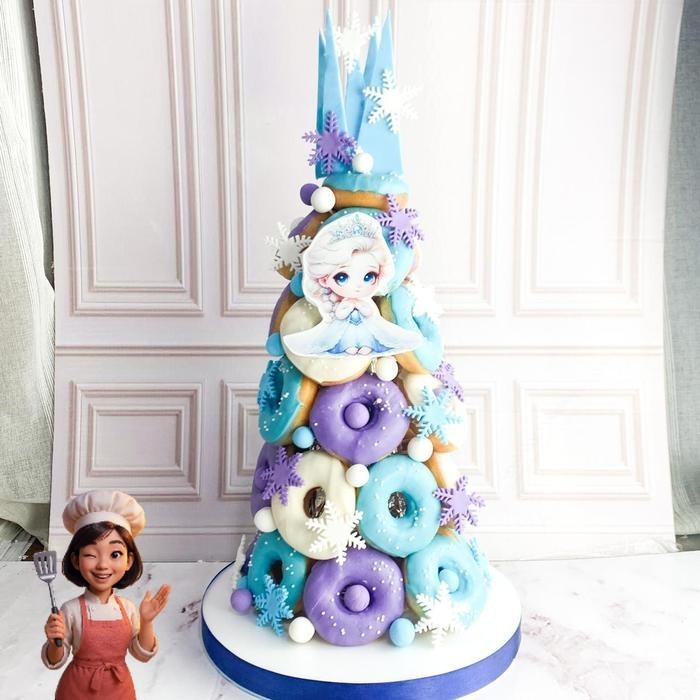 

Donat/Donat Ulang Tahun/Donat Tower Tema Elsa Frozen/Donat Ultah