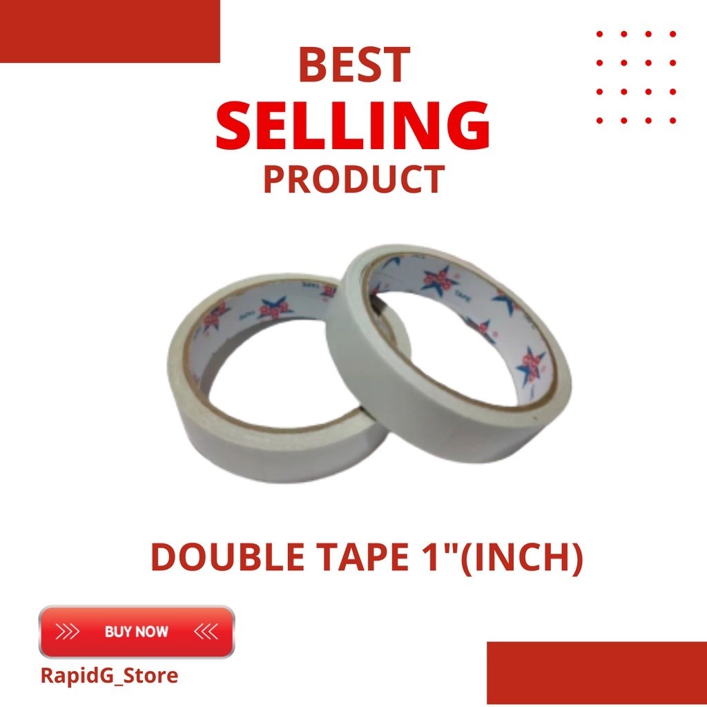 

Double Tape Kertas 1 inch x 24 MM x 10 Yard Isolasi Selotip Dua Sisi Perekat Ganda 2 Sisi