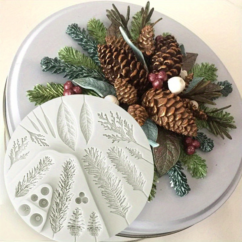 

1pcLeaves Garland Pine Cone Wreath Silicone Mold，Candle Aromatherapy Silicone Mold，Clay Plaster Handmade Soap Silicone Mold，Crys