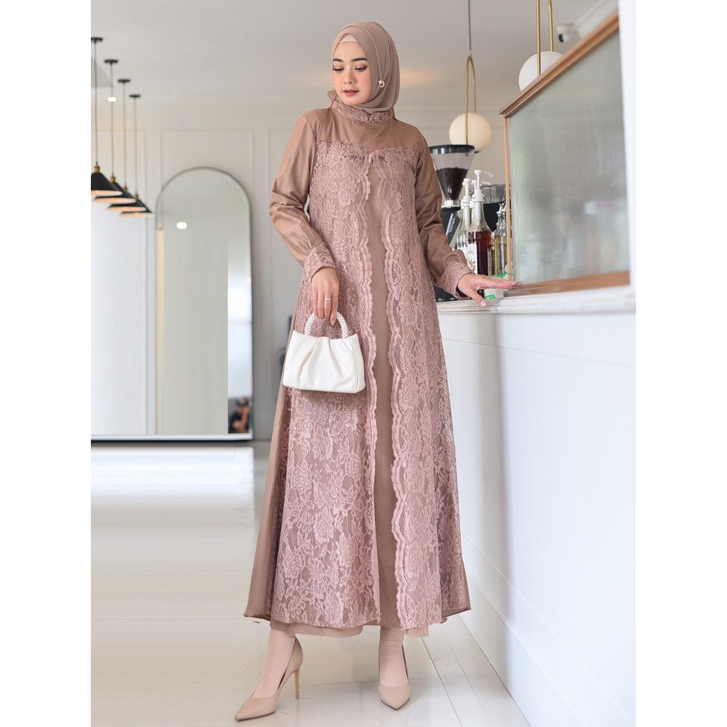 ERVINA.ID Gamis JUMBO Brukat SABRINA Maxi Dress Bahan Toyobo Original Gamis Kondangan Mewah Pesta De