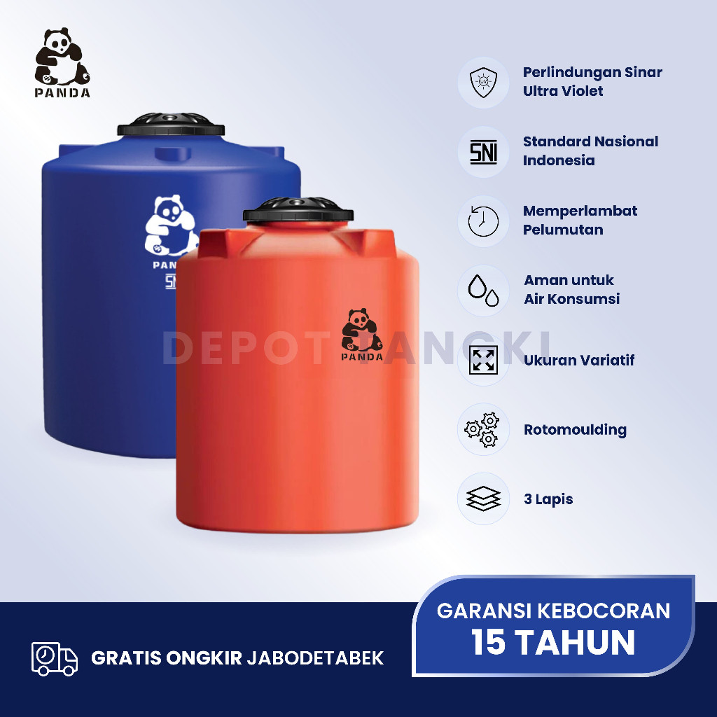 Tangki Air Toren Air Tandon Air Panda 500 liter, 650 liter, 1000 liter, 1500 liter, 2000 liter