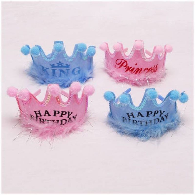 BISA COD Mahkota Bulu King / Princess / Happy Birthday gg-09