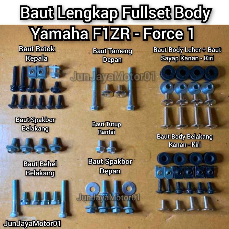 COD / Promo / original / Baut Lengkap Full Set Body Yamaha F1ZR / Baut Lengkap Fullset Bodi Force 1 