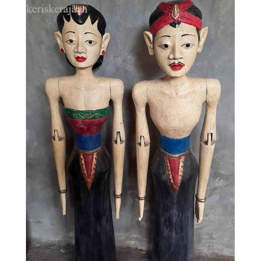 

patung roro blonyo tinggi 1 meter dari kayu jati termurah bk Keris sengkelat majapahit mataram kartosuro kartasura BalineseJawa Javan antik
