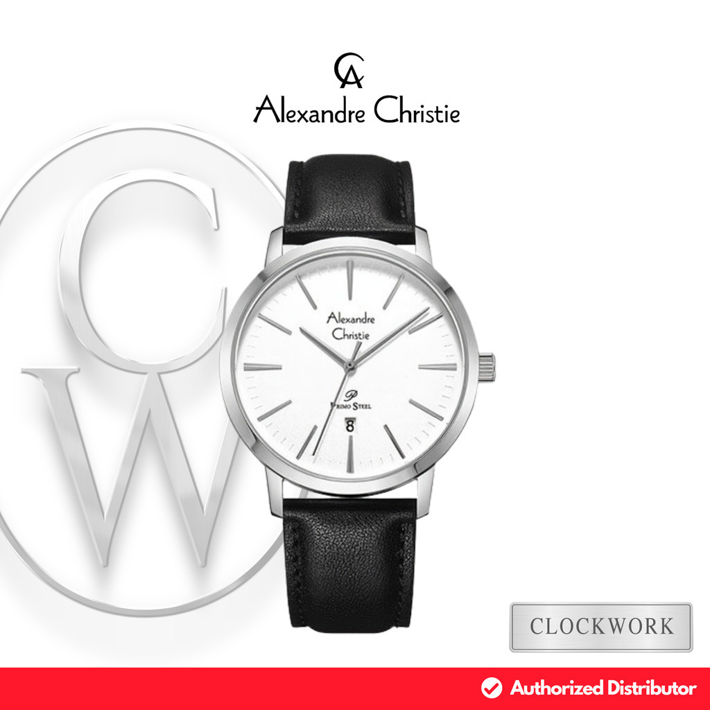 Jam Tangan Pria Alexandre Christie Primo Steel AC 1028 MDLSSSL Kulit Classic Minimalis Simple Casual