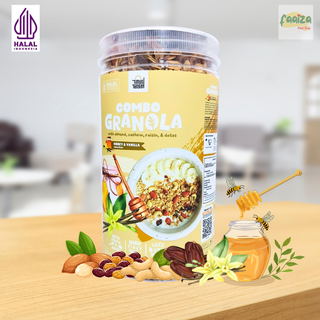 

Timur Tengah Granola Honey & Vanilla 500gr Toples Sereal Sarapan Diet