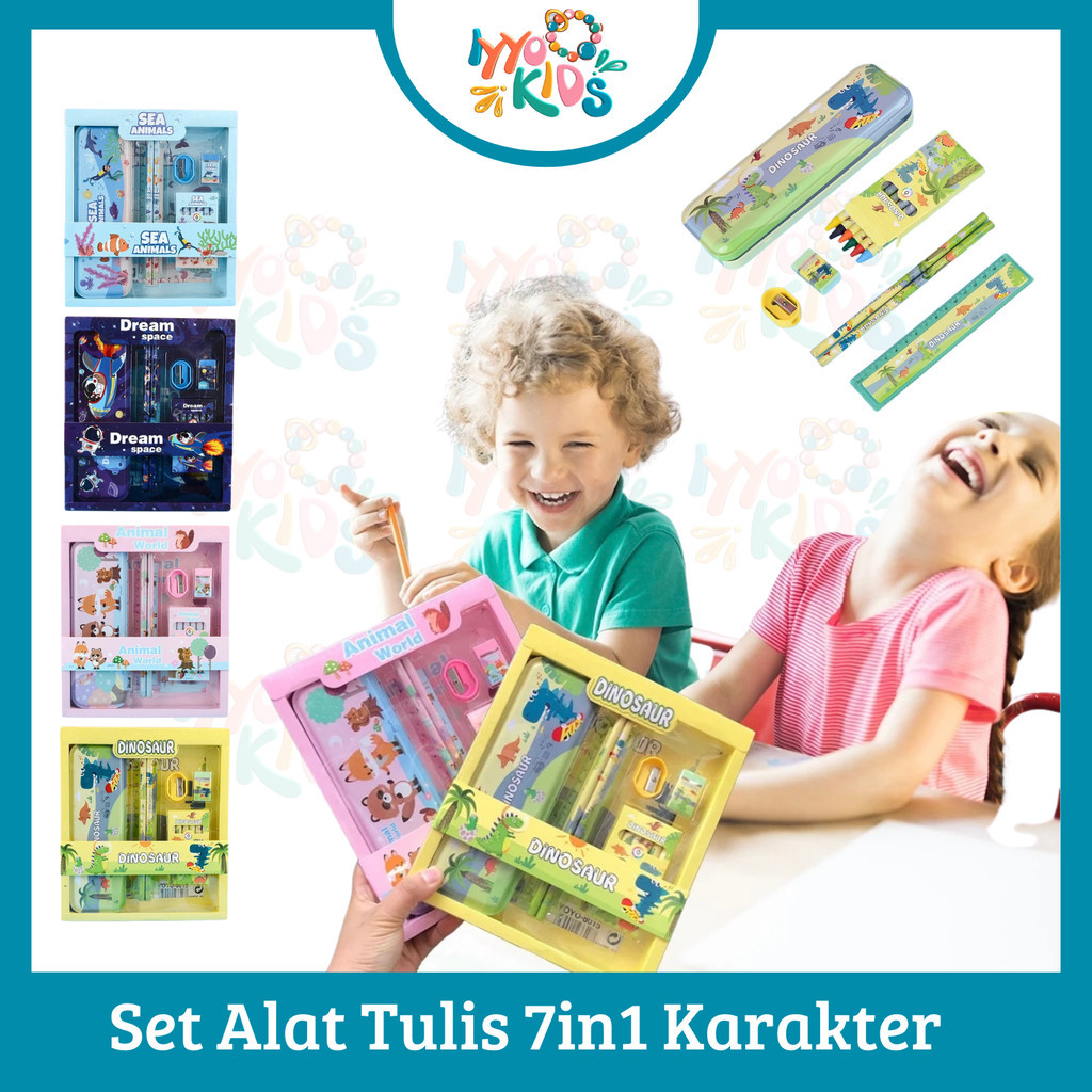 

IYYO KIDS | AT04 03 Kotak Pensil Anak Set Stationery 7in1 / Alat Tulis Kotak Pensil Karakter Anak / Alat Tulis Sekolah Set Lengkap