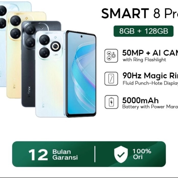 Infinix Smart 8 Pro 8/128GB - Up to 16GB Extended RAM - 6.6"