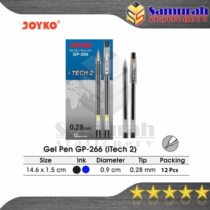 

Gel Pen Joyko I Tech 2 GP 266 / Pulpen GelPen ITech 2 GP-266 0.28 mm - Hitam